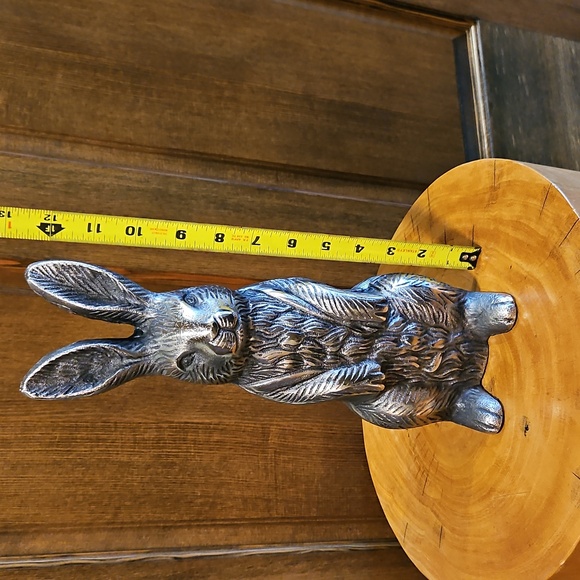 Silver Rabbit Sculpture 12.5" Tall Nice Hare Details - Picture 13 of 14